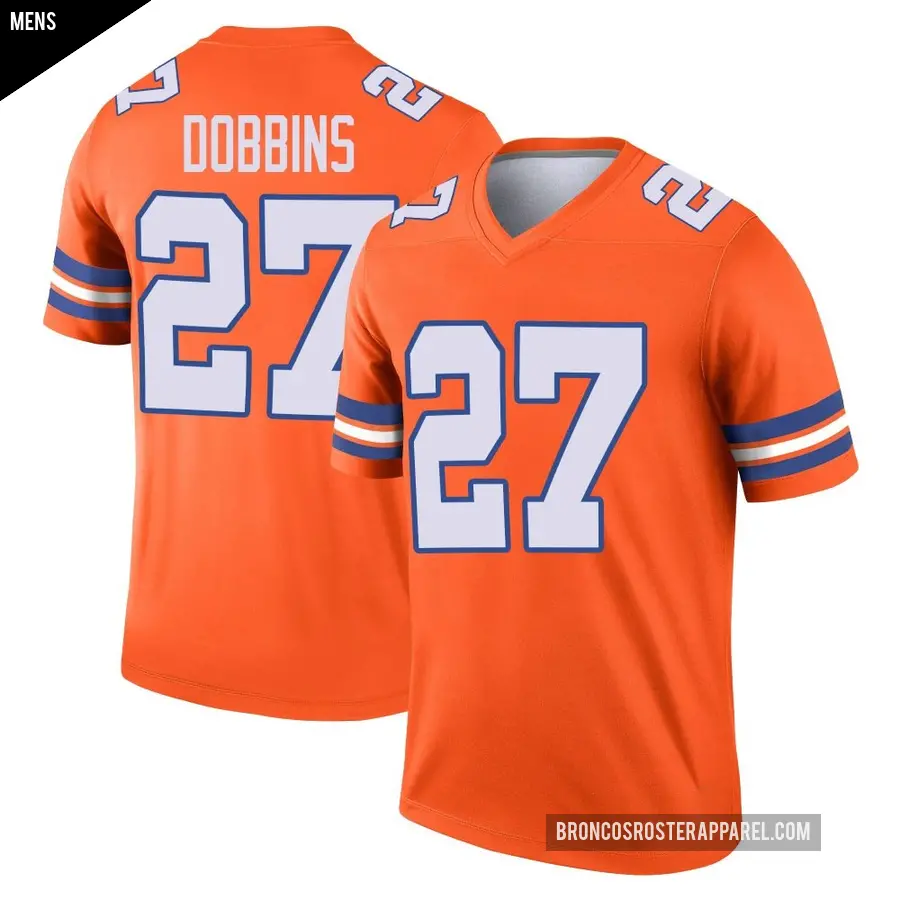 Men's Denver Broncos ＃27 J.K. Dobbins Orange Legend Alternate Mile High Collection 1977 Throwback Jersey