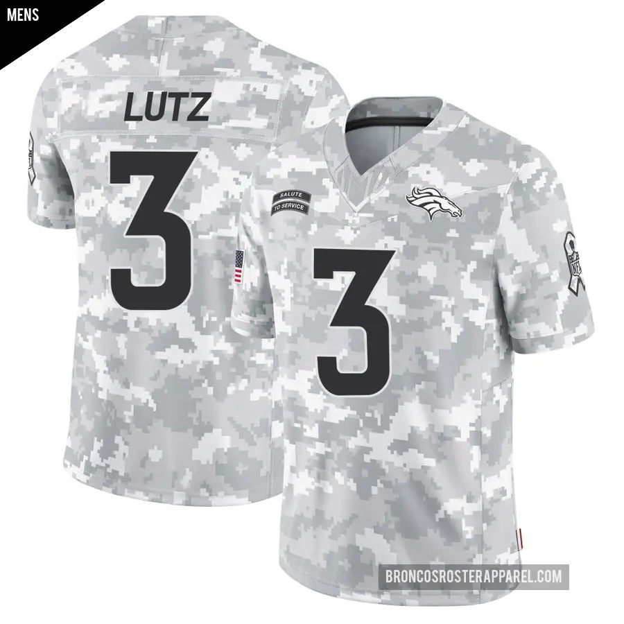Men's Denver Broncos ＃3 Wil Lutz Arctic Camo Limited 2024 Salute to Service Jersey