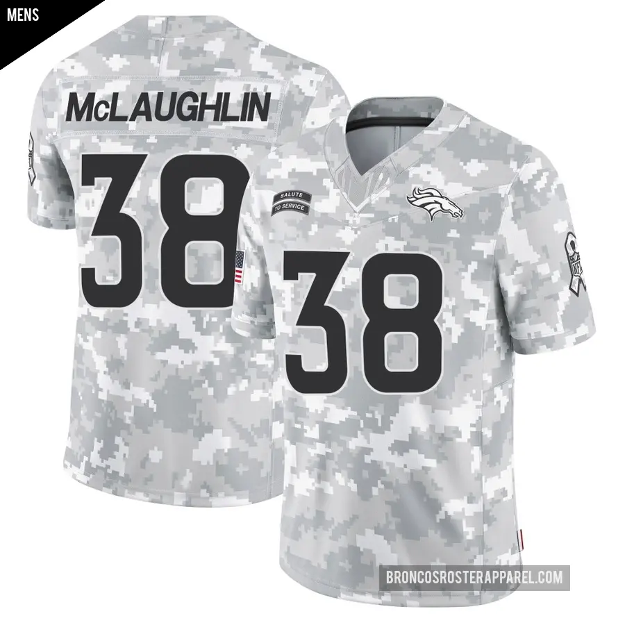 Men's Denver Broncos ＃38 Jaleel McLaughlin Arctic Camo Limited 2024 Salute to Service Jersey