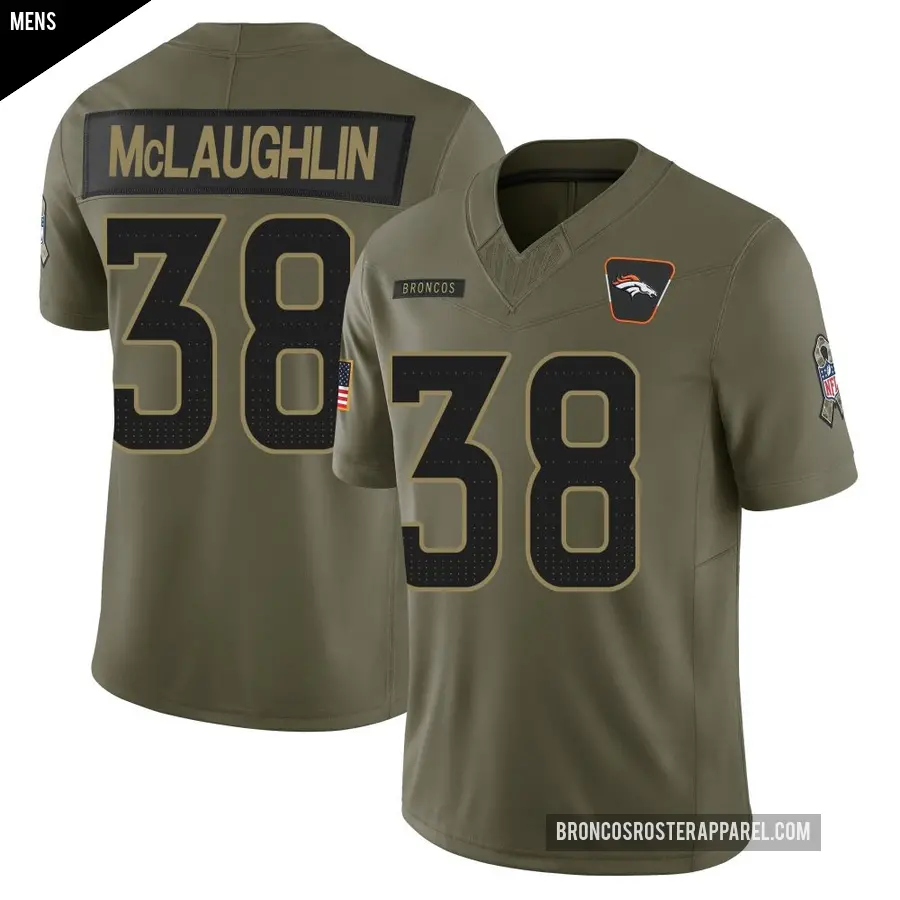 Men's Denver Broncos ＃38 Jaleel McLaughlin Olive Limited 2025 Salute to Service Jersey