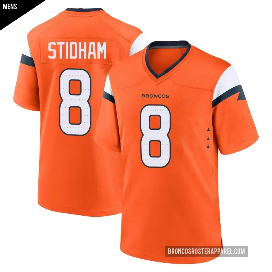 Men's Denver Broncos ＃8 Jarrett Stidham Orange Game Jersey