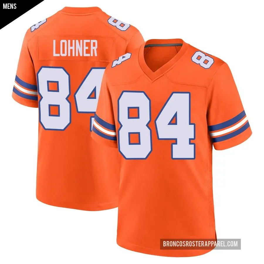 Men's Denver Broncos ＃84 Caleb Lohner Orange Game Alternate Mile High Collection 1977 Throwback Jersey