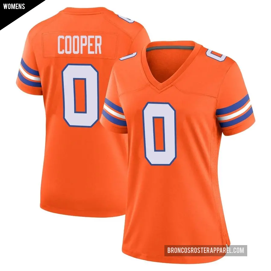 Women's Denver Broncos ＃0 Jonathon Cooper Orange Game Alternate Mile High Collection 1977 Throwback Jersey