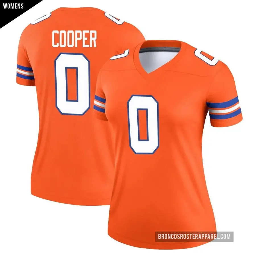 Women's Denver Broncos ＃0 Jonathon Cooper Orange Legend Alternate Mile High Collection 1977 Throwback Jersey