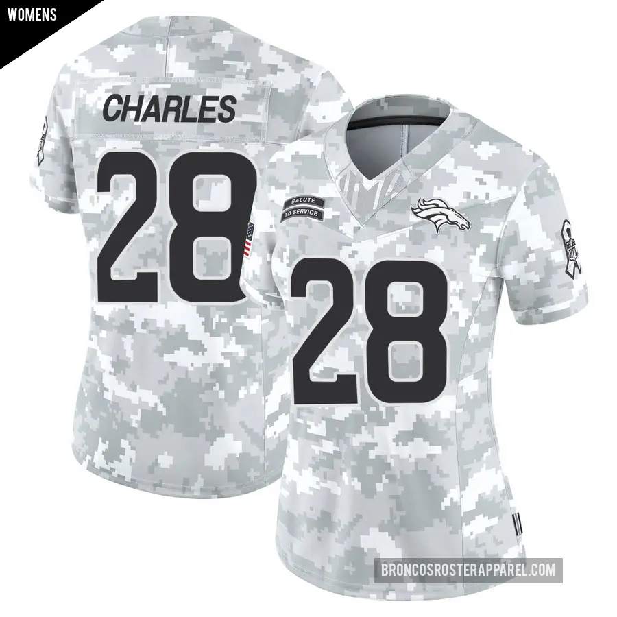 Women's Denver Broncos ＃28 Jamaal Charles Arctic Camo Limited 2024 Salute to Service Jersey