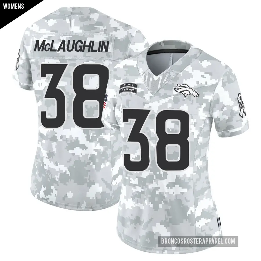 Women's Denver Broncos ＃38 Jaleel McLaughlin Arctic Camo Limited 2024 Salute to Service Jersey
