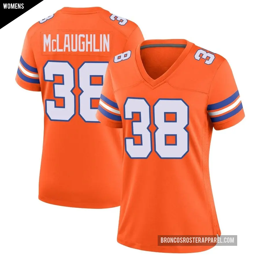 Women's Denver Broncos ＃38 Jaleel McLaughlin Orange Game Alternate Mile High Collection 1977 Throwback Jersey
