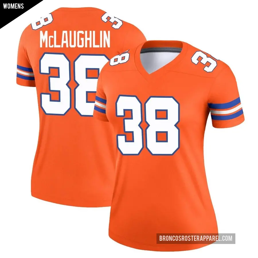Women's Denver Broncos ＃38 Jaleel McLaughlin Orange Legend Alternate Mile High Collection 1977 Throwback Jersey