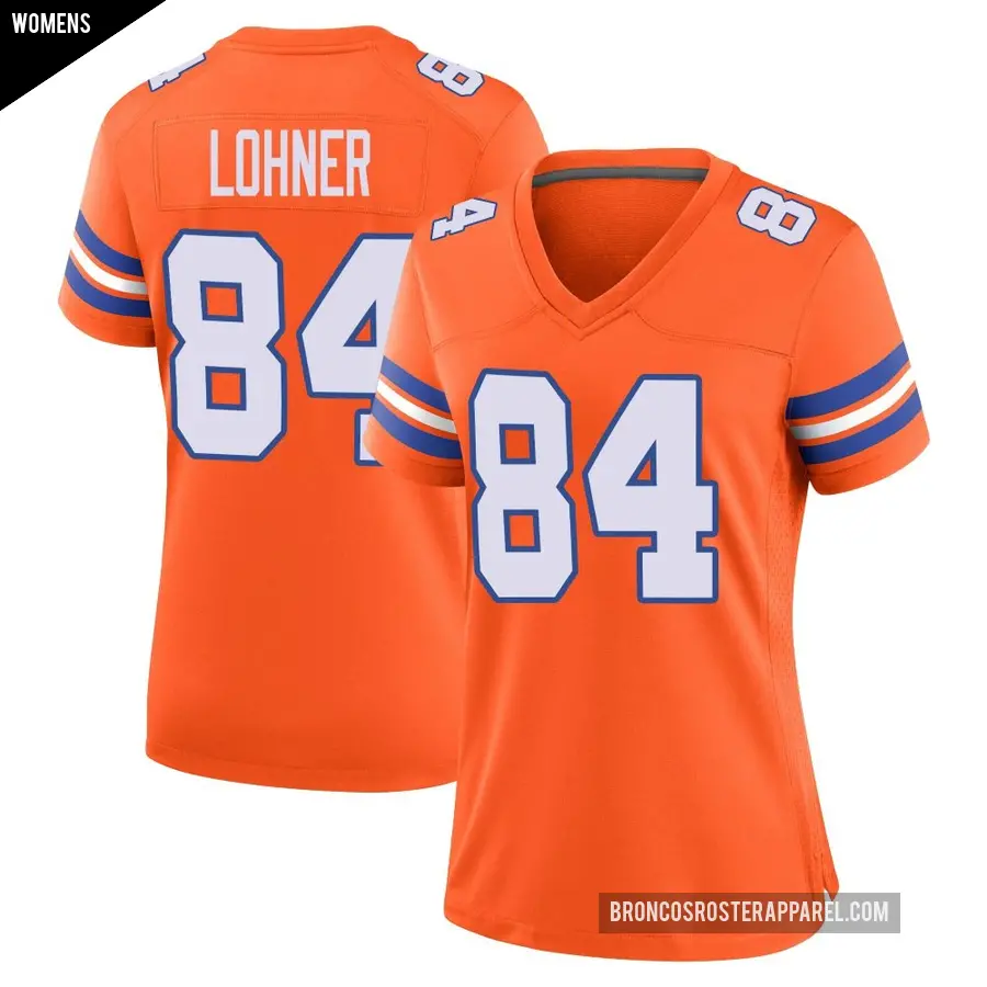 Women's Denver Broncos ＃84 Caleb Lohner Orange Game Alternate Mile High Collection 1977 Throwback Jersey