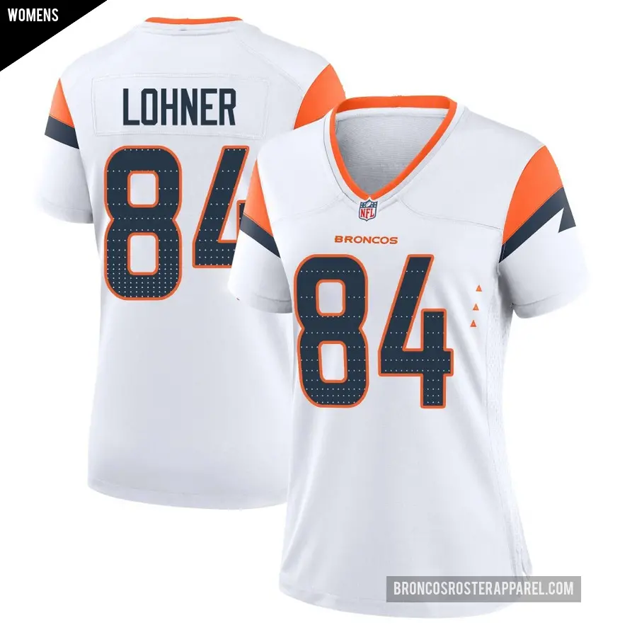 Women's Denver Broncos ＃84 Caleb Lohner White Game 2nd Jersey