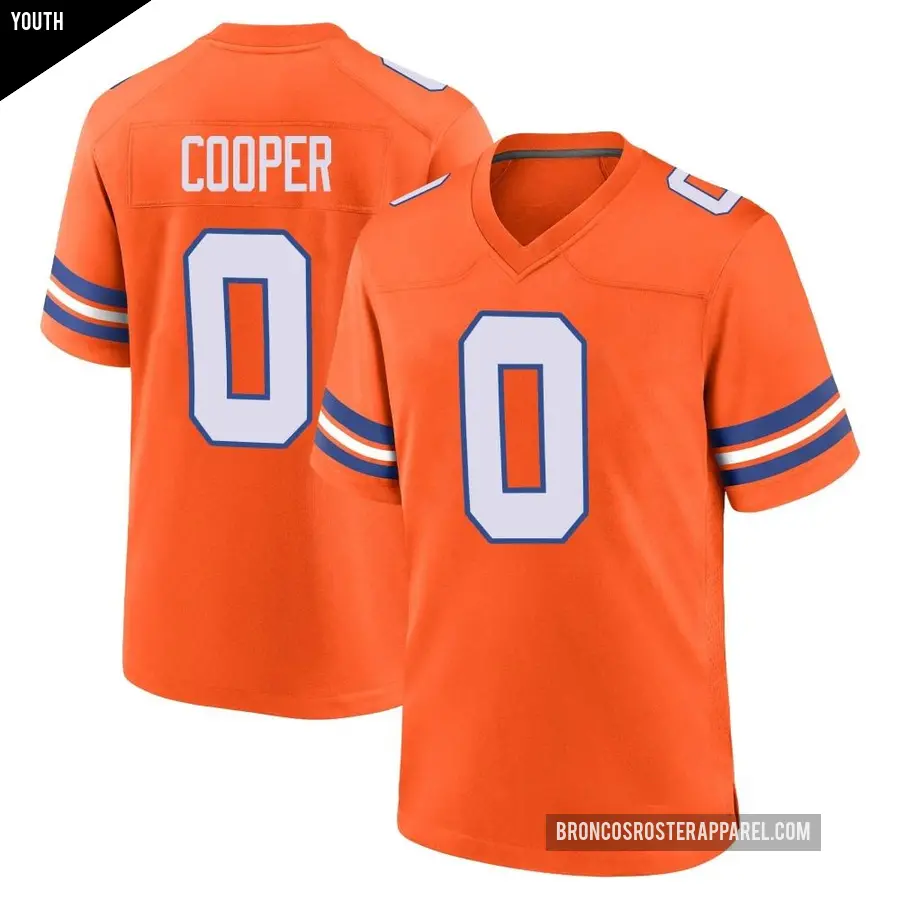 Youth Denver Broncos ＃0 Jonathon Cooper Orange Game Alternate Mile High Collection 1977 Throwback Jersey
