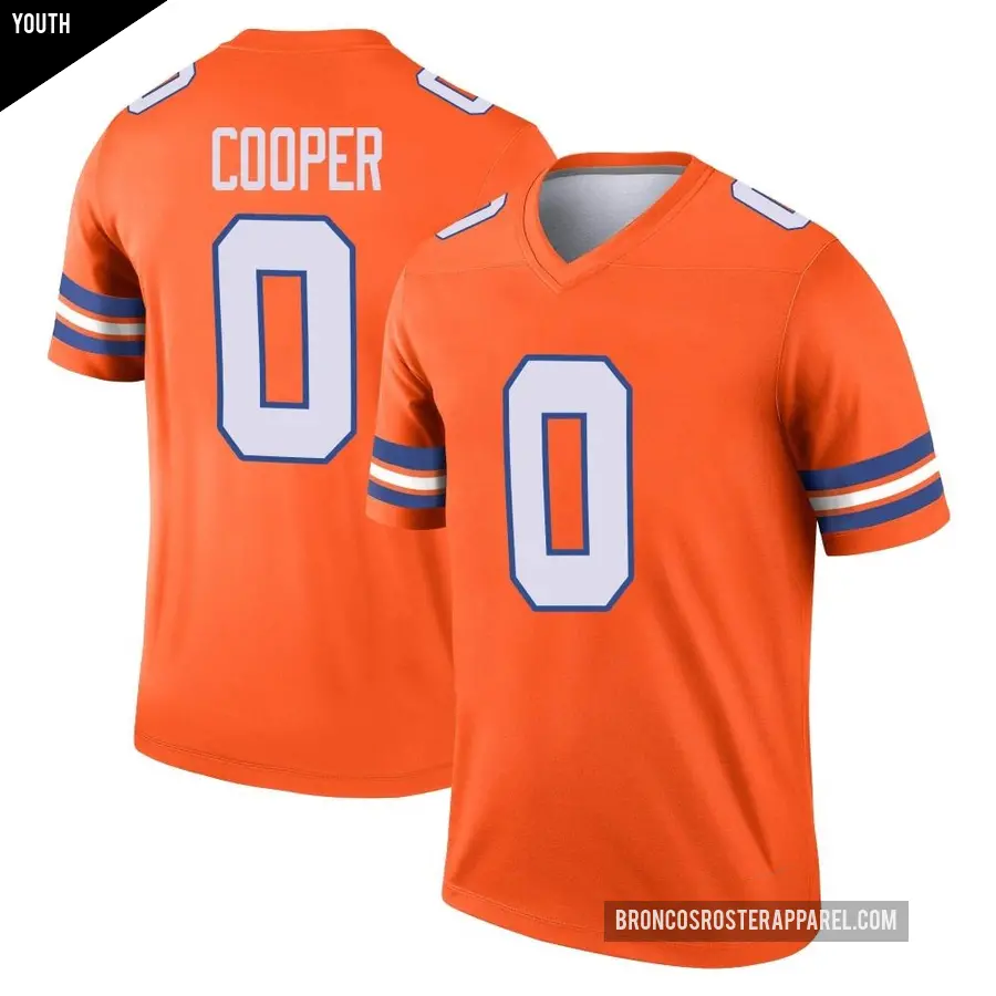 Youth Denver Broncos ＃0 Jonathon Cooper Orange Legend Alternate Mile High Collection 1977 Throwback Jersey