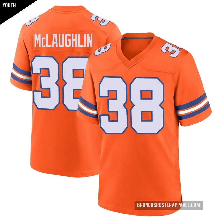 Youth Denver Broncos ＃38 Jaleel McLaughlin Orange Game Alternate Mile High Collection 1977 Throwback Jersey