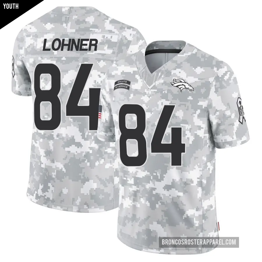 Youth Denver Broncos ＃84 Caleb Lohner Arctic Camo Limited 2024 Salute to Service Jersey